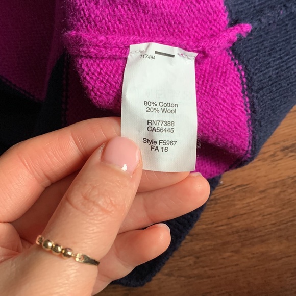 J Crew navy and purple striped wool sweater - Picture 6 of 7